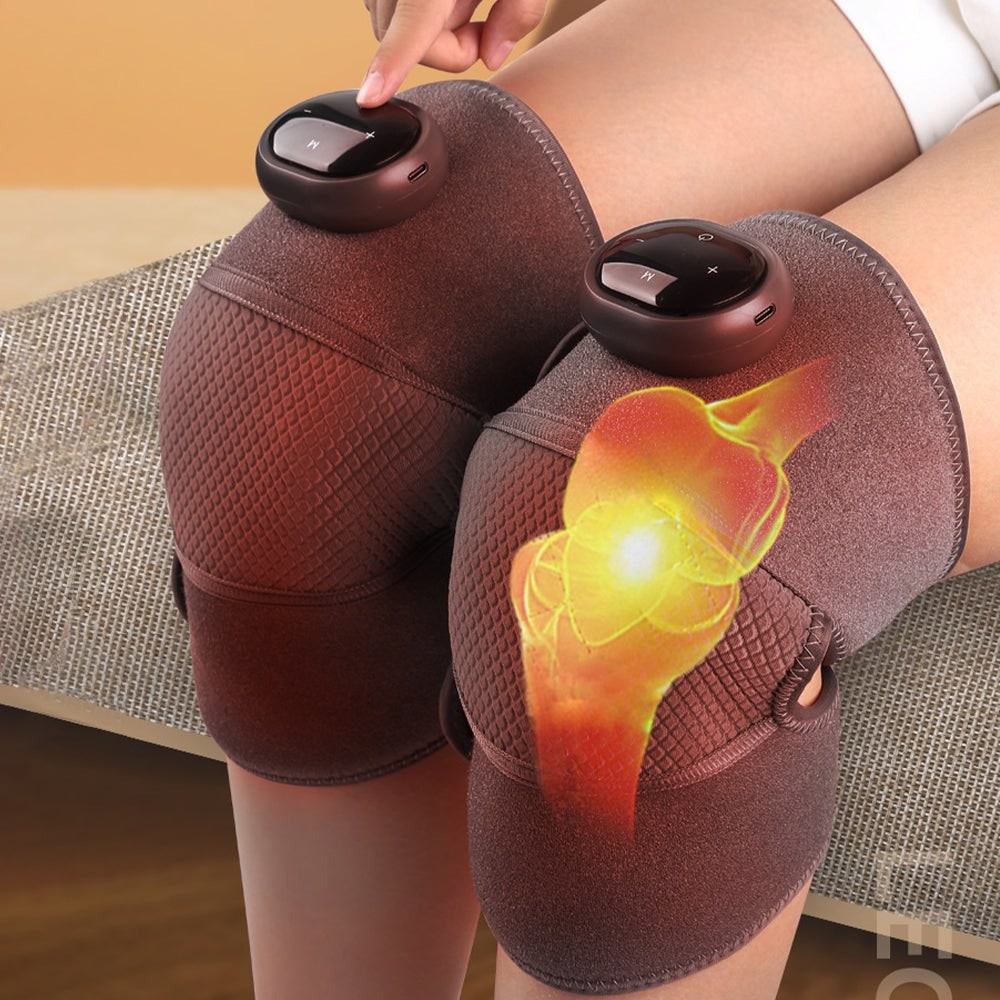 Rechargeable Heated Knee Massager Wrap — Vibration, Adjustable Heat, Digital Controls