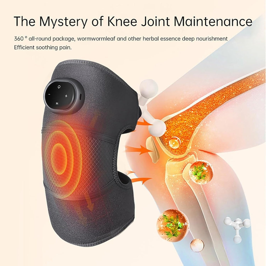 Rechargeable Heated Knee Massager Wrap — Vibration, Adjustable Heat, Digital Controls