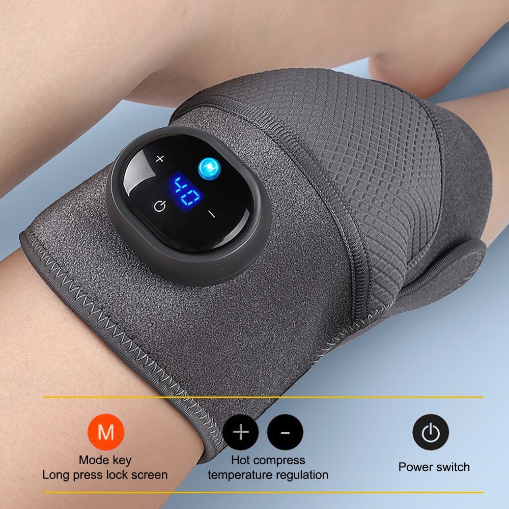 Rechargeable Heated Knee Massager Wrap — Vibration, Adjustable Heat, Digital Controls