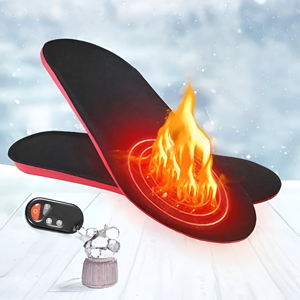 Rechargeable Heated Shoe Insoles - Wireless Remote, Arch Support, Three Heat Settings