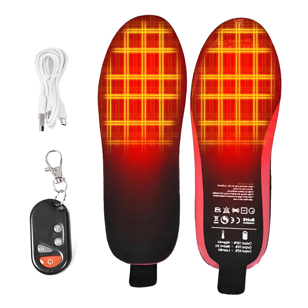 Rechargeable Heated Shoe Insoles - Wireless Remote, Arch Support, Three Heat Settings
