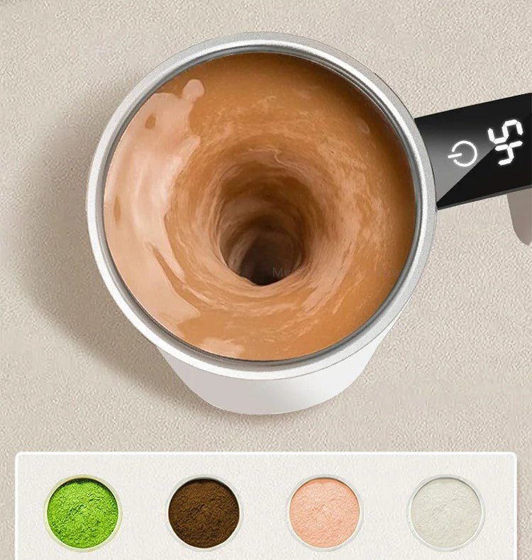 Bærbart selvrørende kaffekrus - digitalt temperaturdisplay, aktivering med dobbelttrykk