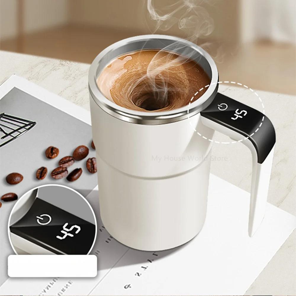 Portable Self Stirring Coffee Mug - Digital Temperature Screen, Double Tap Activation