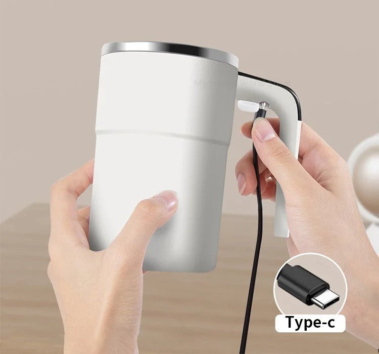 Portable Self Stirring Coffee Mug - Digital Temperature Screen, Double Tap Activation