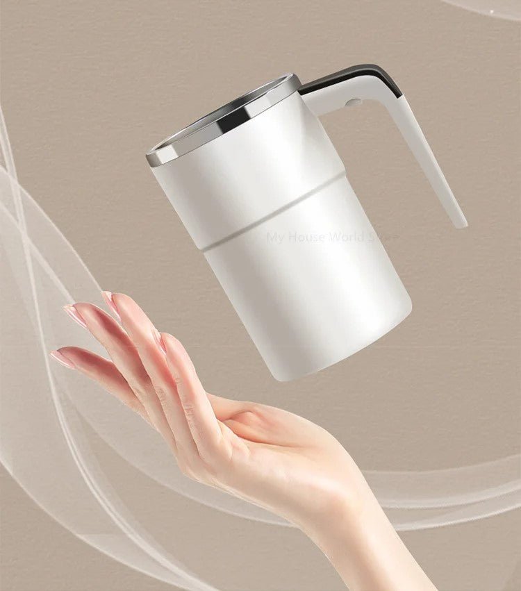 Portable Self Stirring Coffee Mug - Digital Temperature Screen, Double Tap Activation