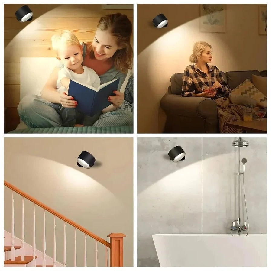 Wireless Rechargeable Wall Sconce — 360° Magnetic Mount, Outdoor LED Lighting
