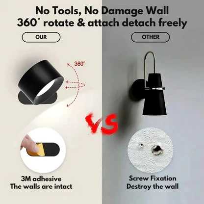 Wireless Rechargeable Wall Sconce — 360° Magnetic Mount, Outdoor LED Lighting