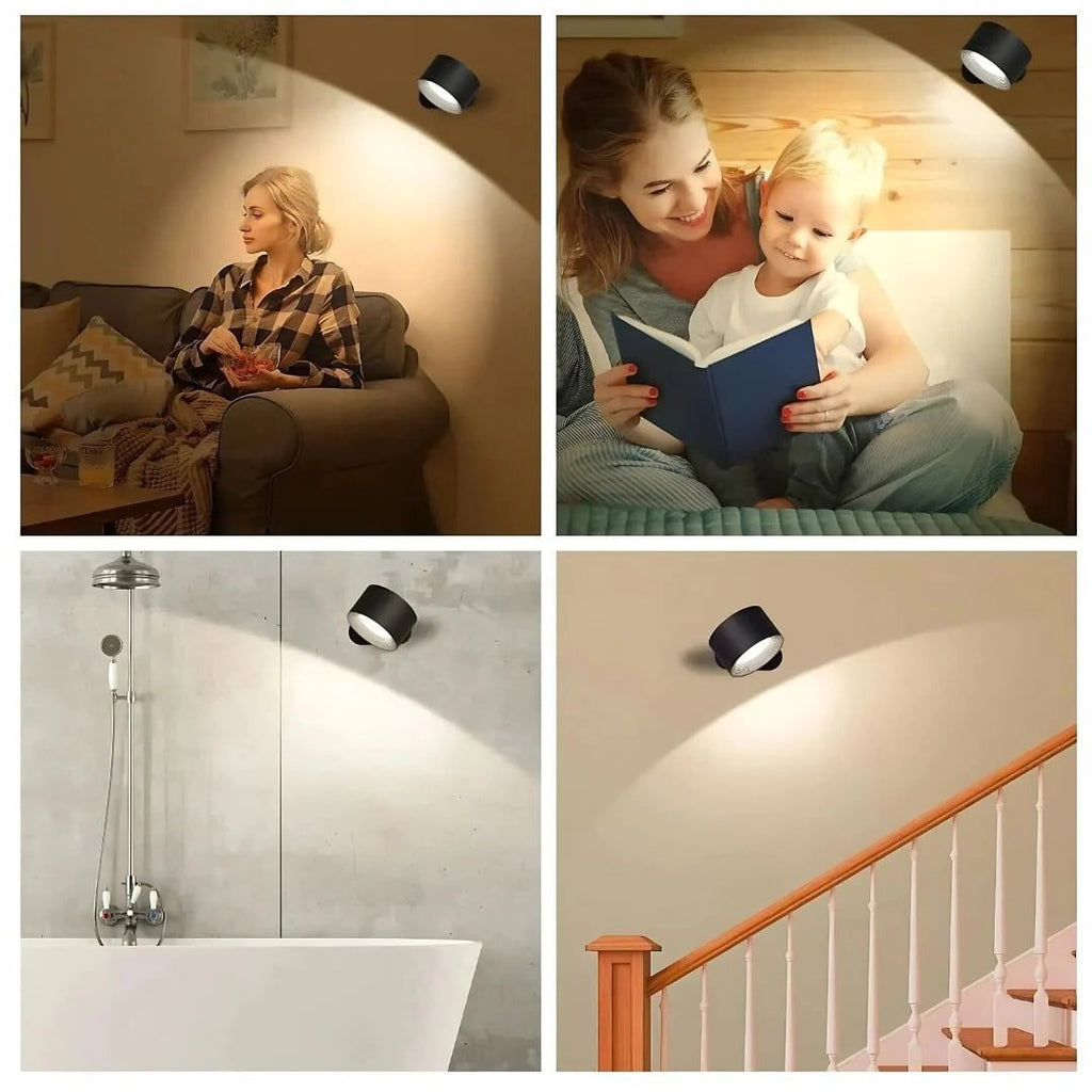 Applique murale moderne rechargeable - rotule magnétique à 360°, éclairage LED sans fil