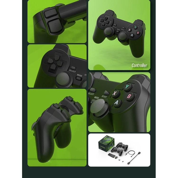 Hordozható vezeték nélküli HDMI retro játékkonzol-stick, két mellékelt kontrollerrel