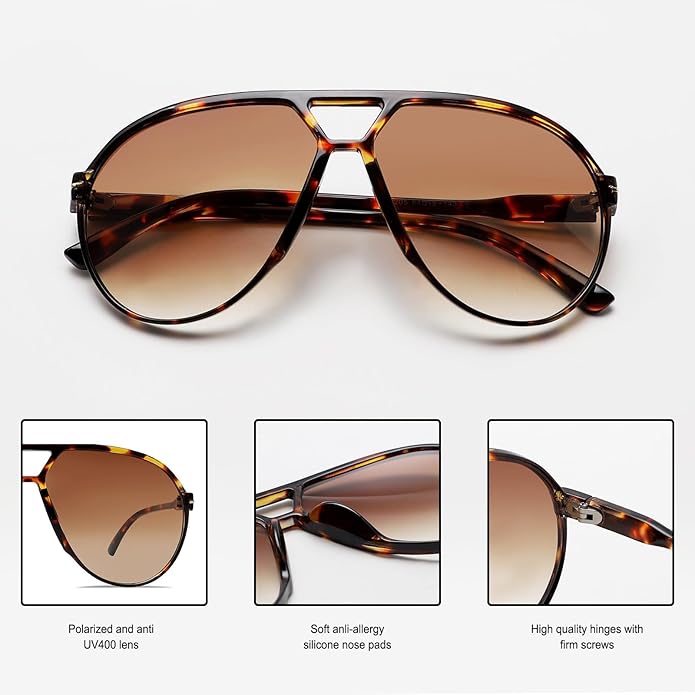 Retro Oversized Sunglasses – UV400 Protection Aviator Style | ribuella