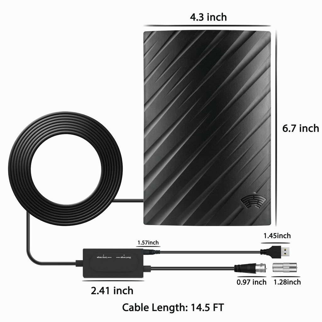 Antenne TV numérique intérieure amplifiée, longue portée, compatible HD et 4K