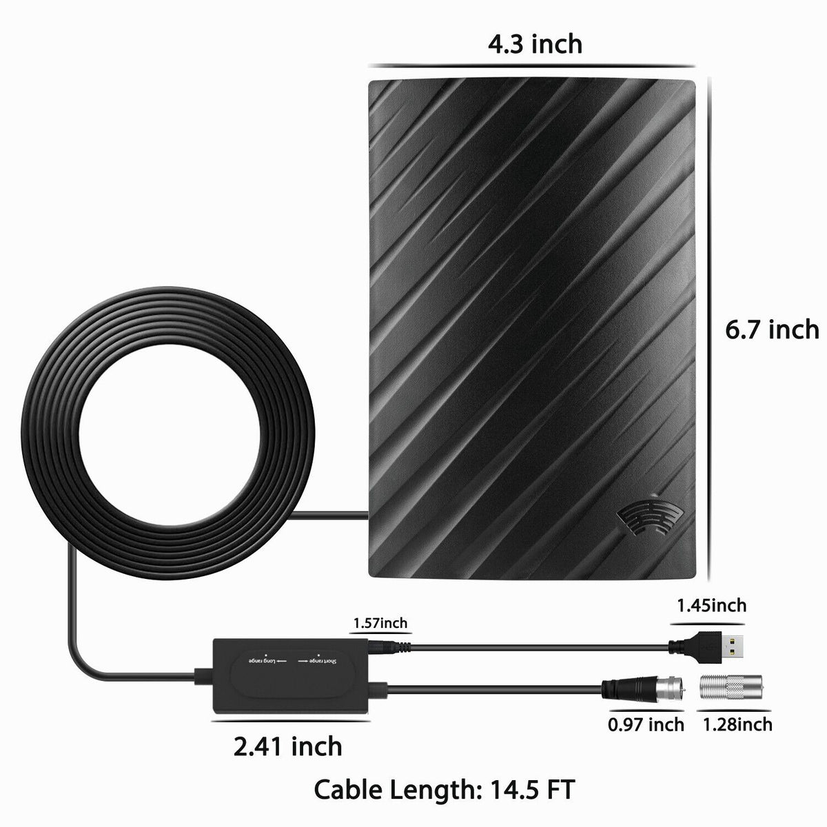 Antenne TV numérique intérieure amplifiée, longue portée, compatible HD et 4K