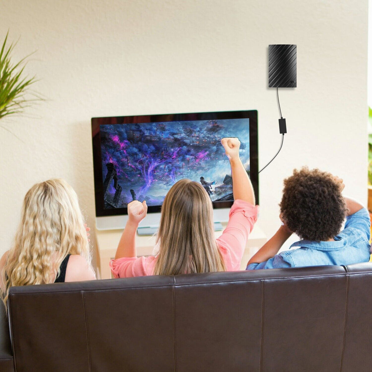 Erősített beltéri digitális TV-antenna, nagy hatótávolságú, HD- és 4K-támogatással