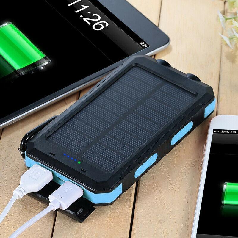 Power bank solare da 20000mAh ad alta capacità, caricabatterie portatile con doppia porta USB