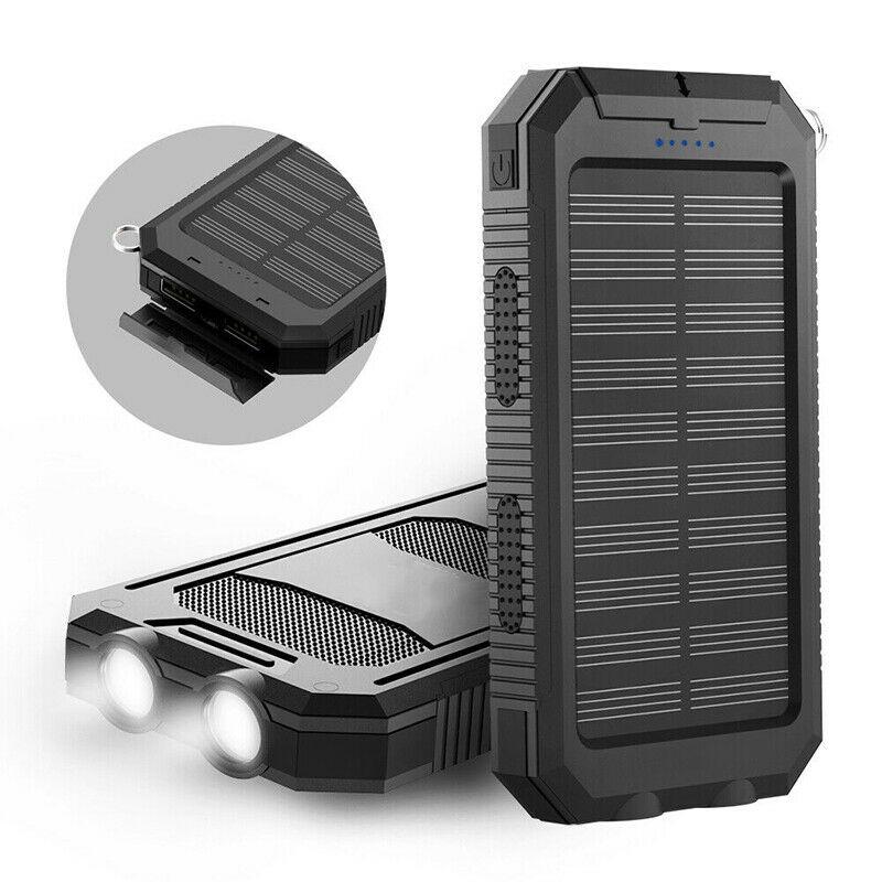 Power bank solare da 20000mAh ad alta capacità, caricabatterie portatile con doppia porta USB