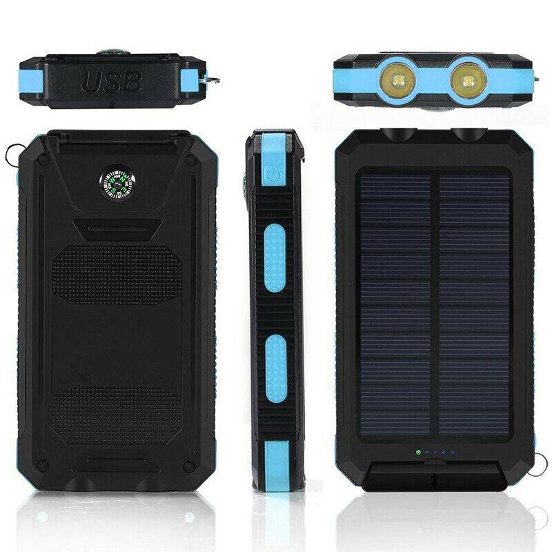 Power bank solare da 20000mAh ad alta capacità, caricabatterie portatile con doppia porta USB