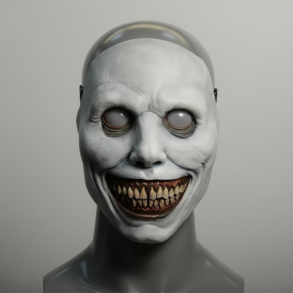 Mască de Halloween înfricoșătoare din latex modelat, cu ochi LED luminoși și curea ajustabilă
