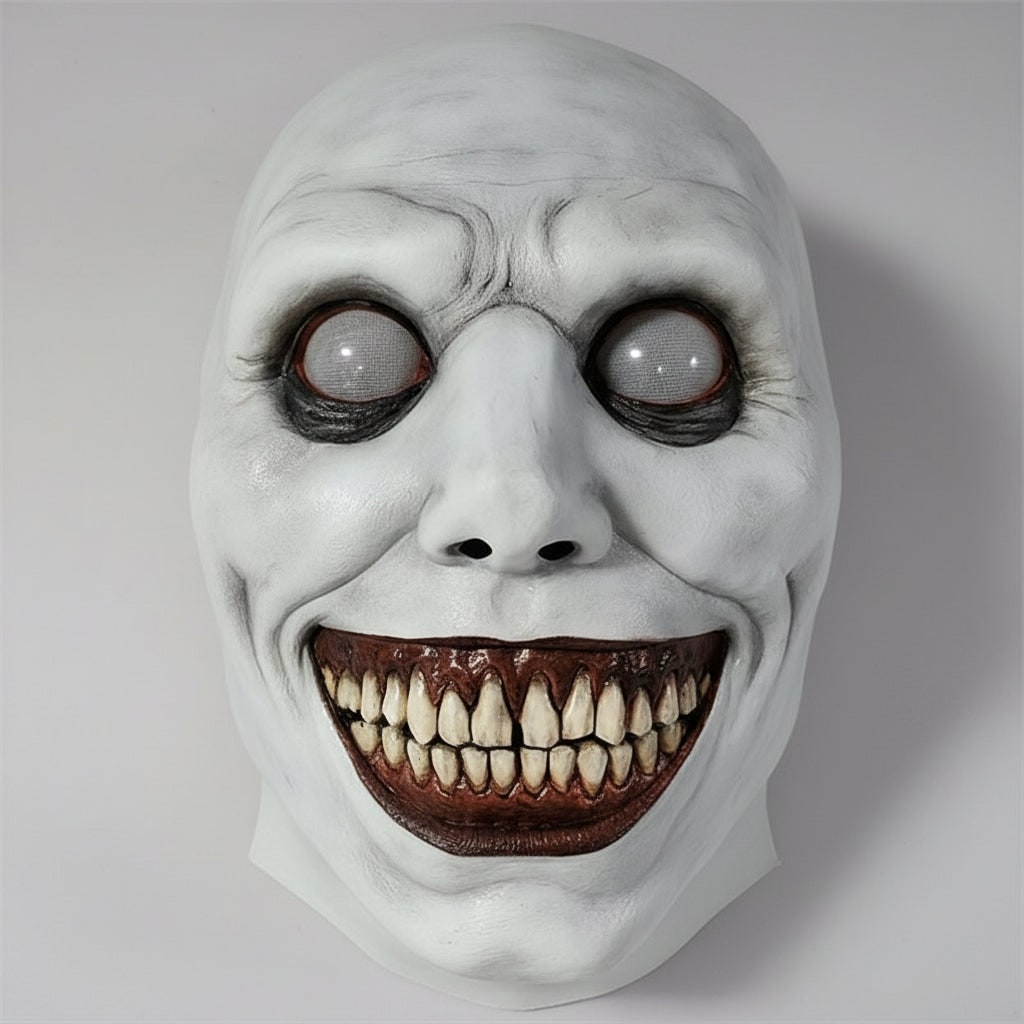 Strašidelná tvarovaná latexová halloweenská maska, svítící oči LED, nastavitelný řemínek