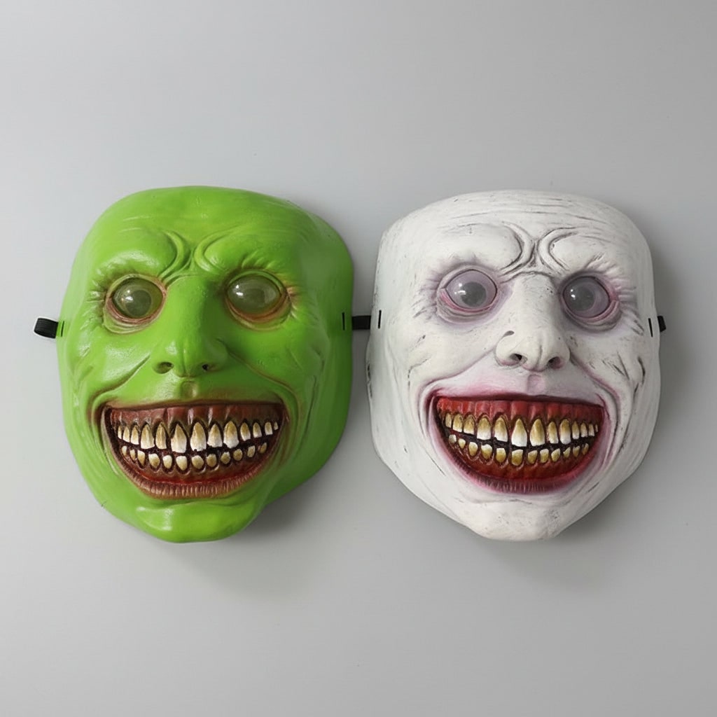 Strašidelná tvarovaná latexová halloweenská maska, svítící oči LED, nastavitelný řemínek