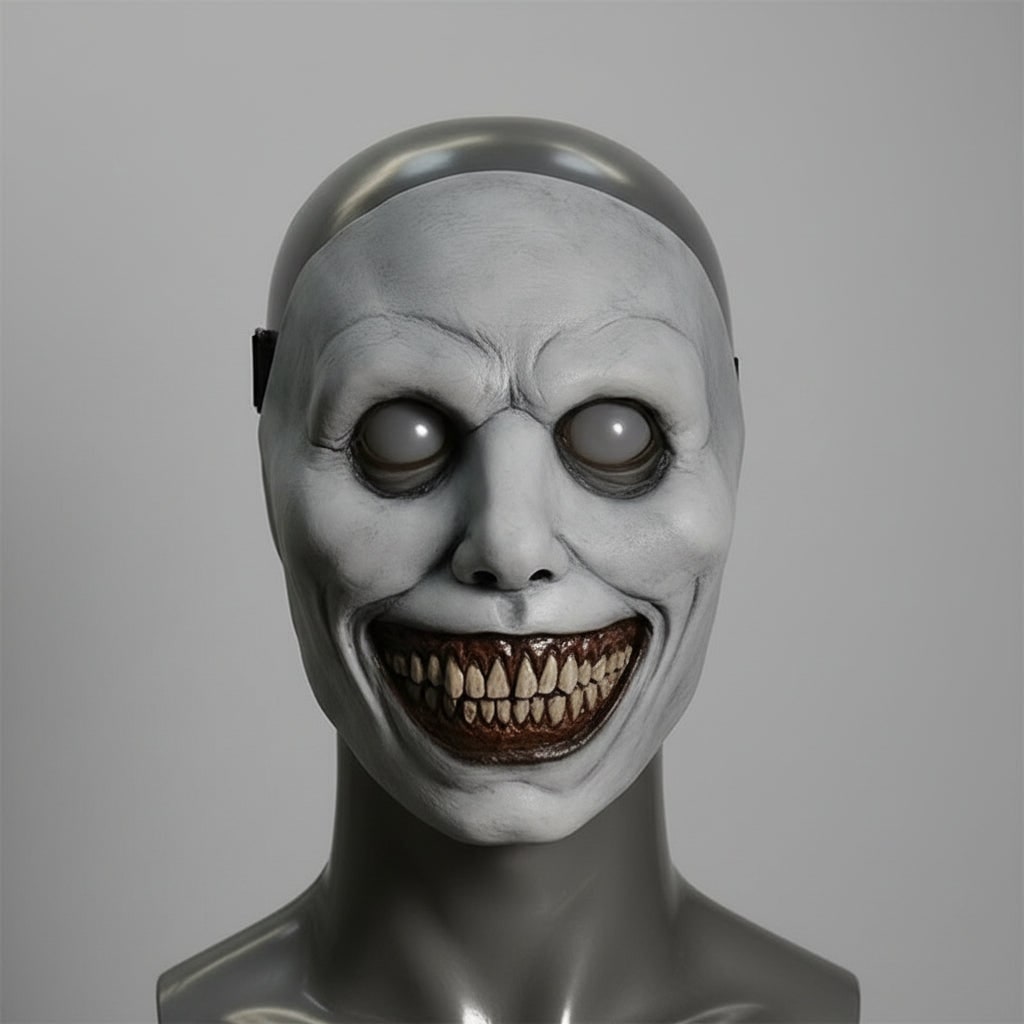 Mască de Halloween înfricoșătoare din latex modelat, cu ochi LED luminoși și curea ajustabilă
