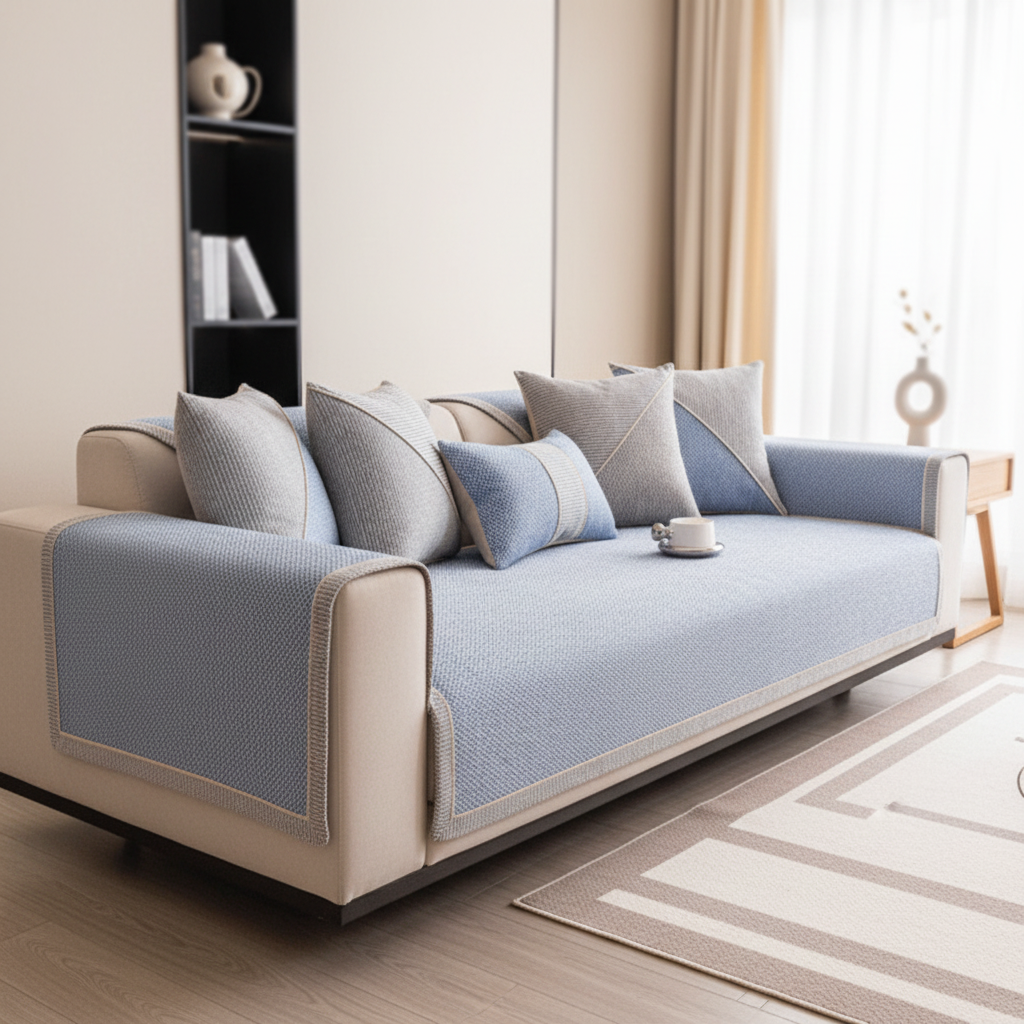 Modular Quilted Sectional Sofa Cover Textured Non Slip Weave