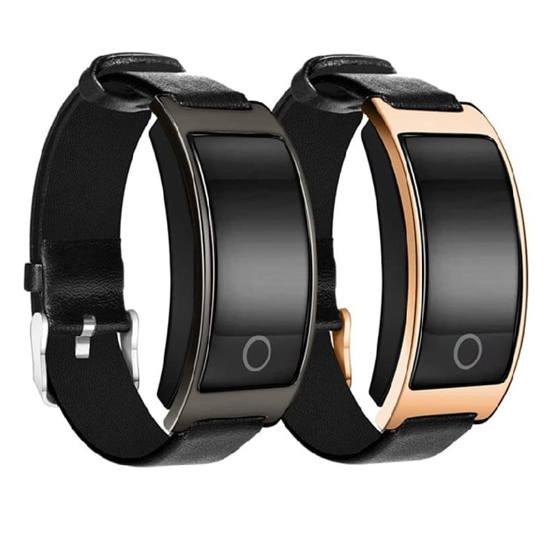 Smartwatch de couro impermeável, ecrã OLED curvo, monitorização do ritmo cardíaco e monitor de atividade física