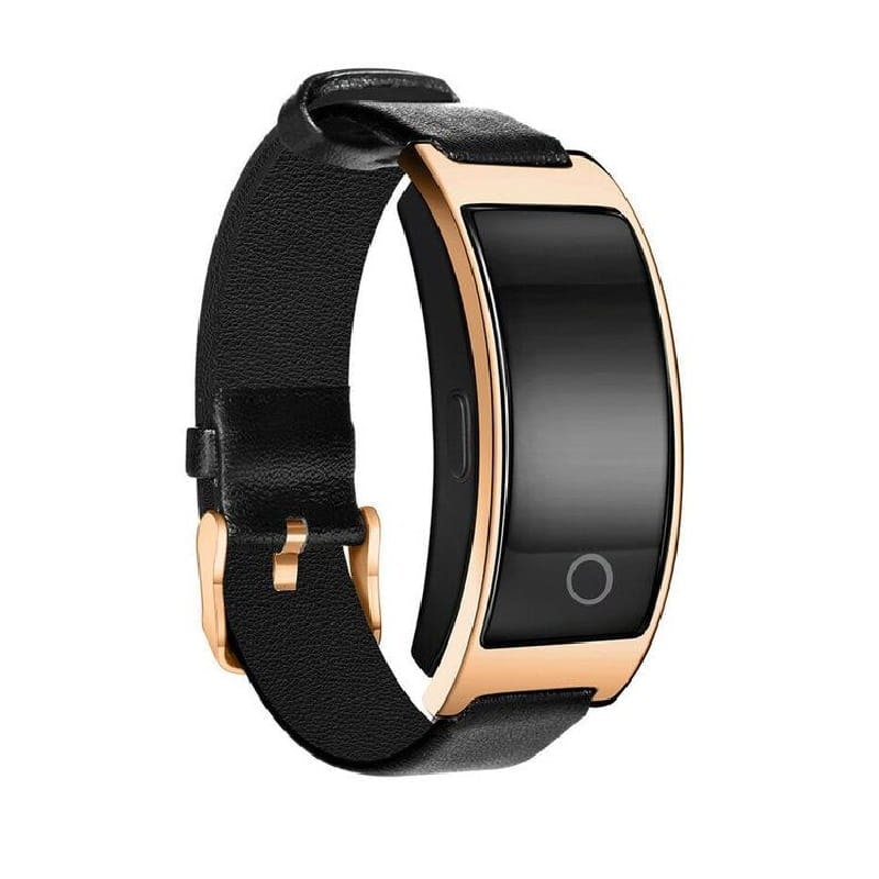 Smartwatch de couro impermeável, ecrã OLED curvo, monitorização do ritmo cardíaco e monitor de atividade física
