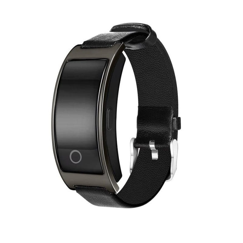 Smartwatch de couro impermeável, ecrã OLED curvo, monitorização do ritmo cardíaco e monitor de atividade física