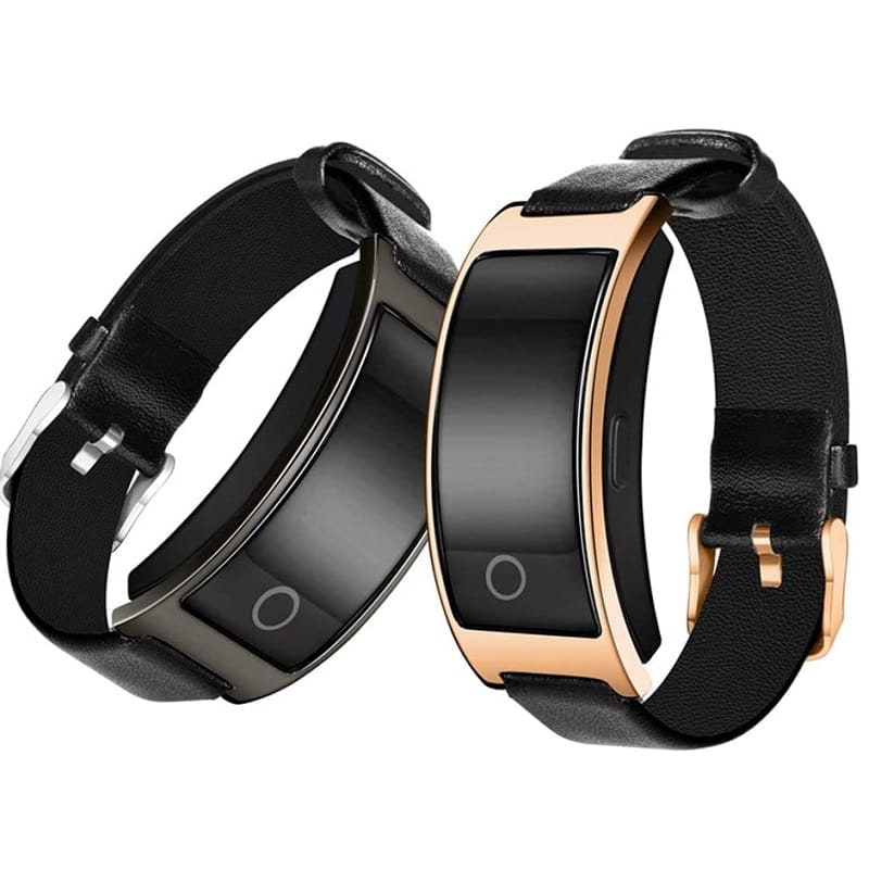 Smartwatch de couro impermeável, ecrã OLED curvo, monitorização do ritmo cardíaco e monitor de atividade física