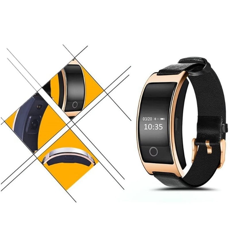 Smartwatch de couro impermeável, ecrã OLED curvo, monitorização do ritmo cardíaco e monitor de atividade física