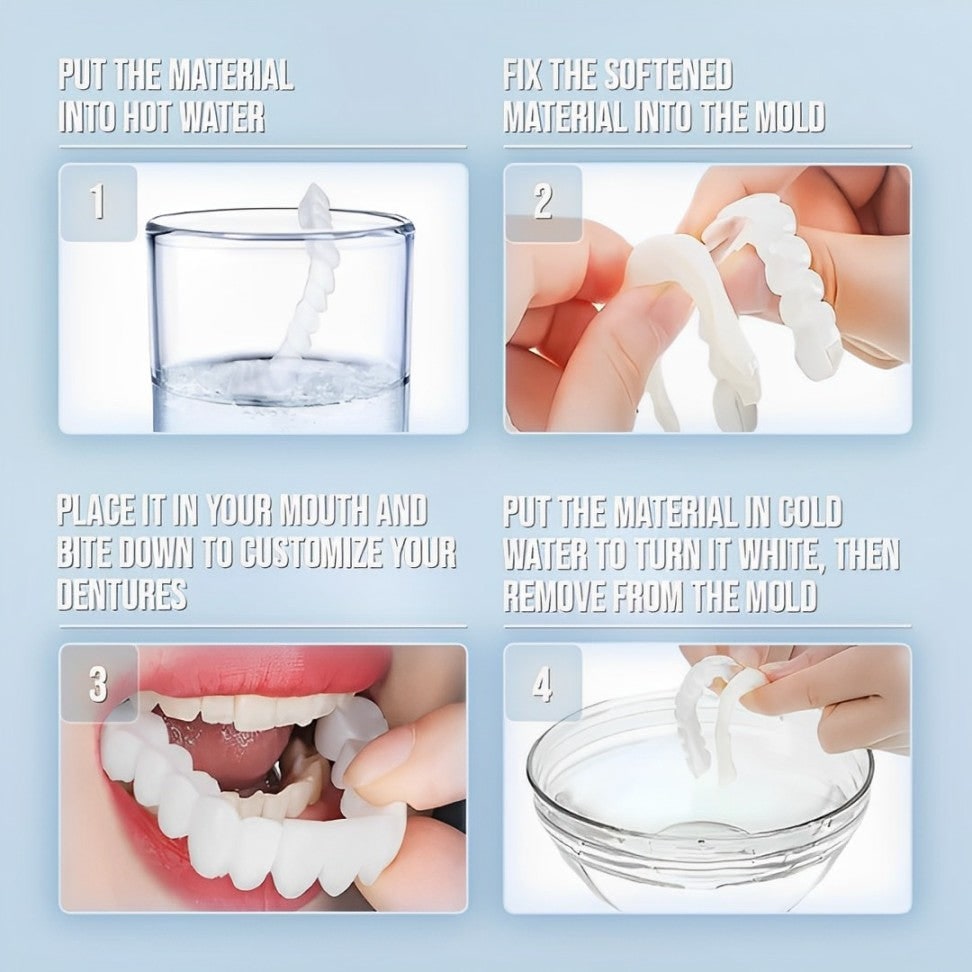 Temporary Snap On Dental Veneers - Upper Lower Cosmetic Tooth Cover Set