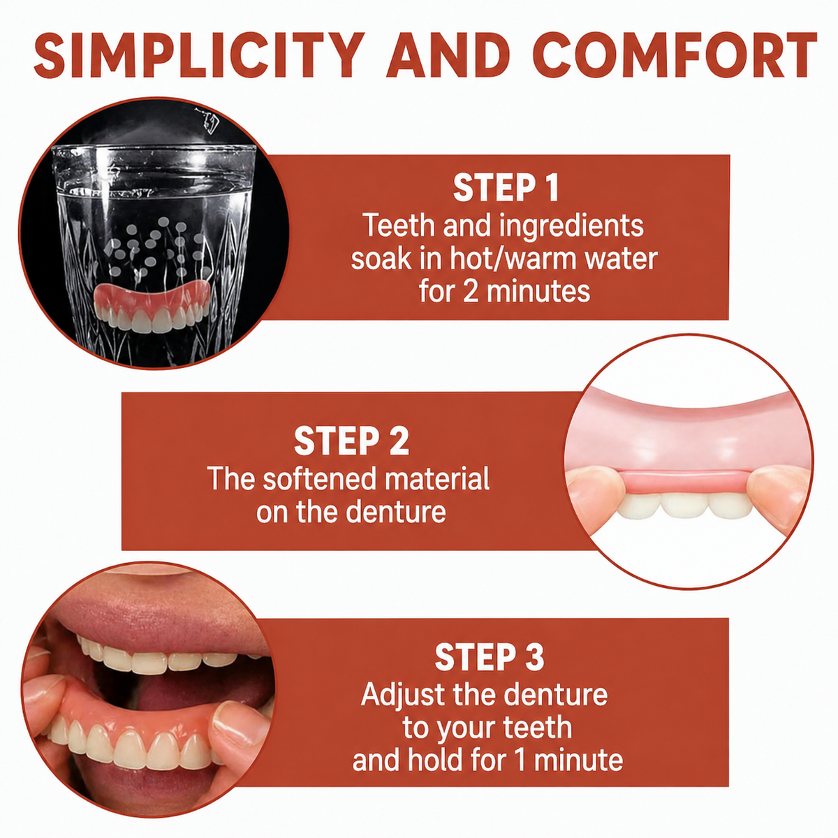 Upper And Lower Snap On Veneers Moldable Temporary Fake Teeth Set