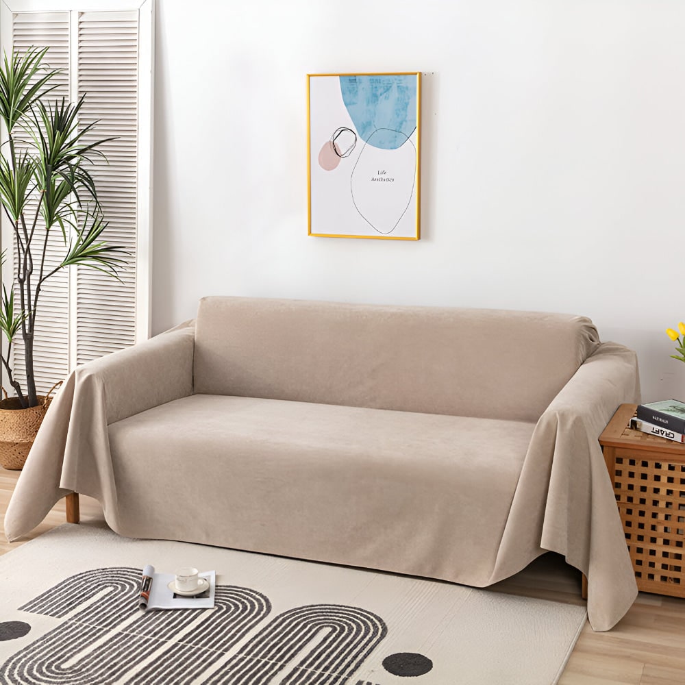 Machine Washable Water Resistant Sofa Throw Blanket Scalloped Edge Trim