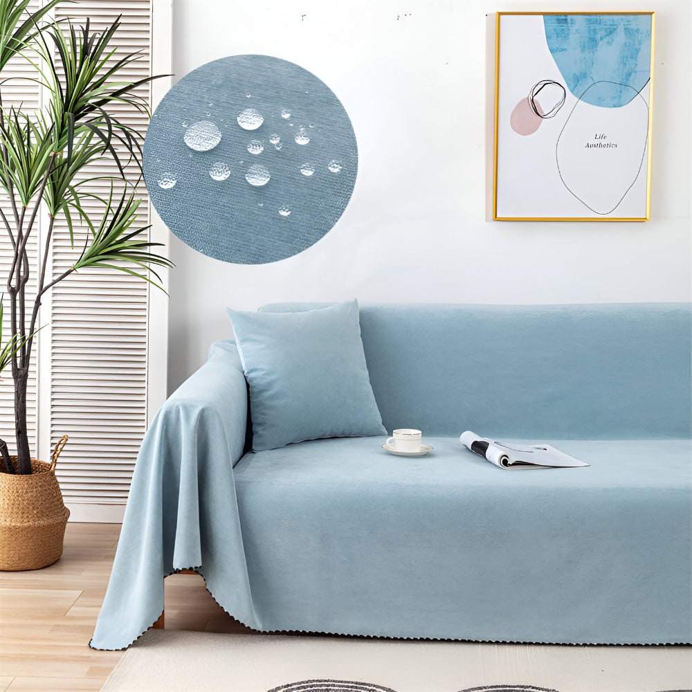 Machine Washable Water Resistant Sofa Throw Blanket Scalloped Edge Trim