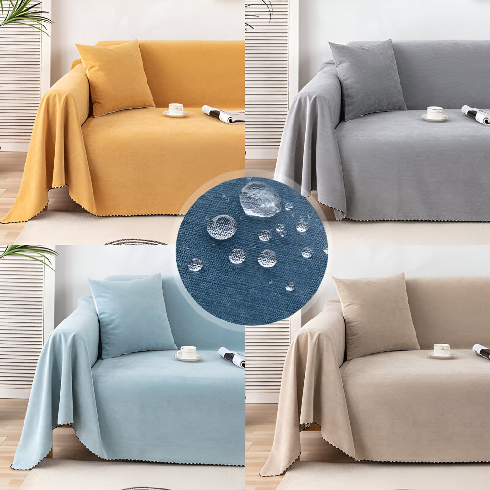 Machine Washable Water Resistant Sofa Throw Blanket Scalloped Edge Trim