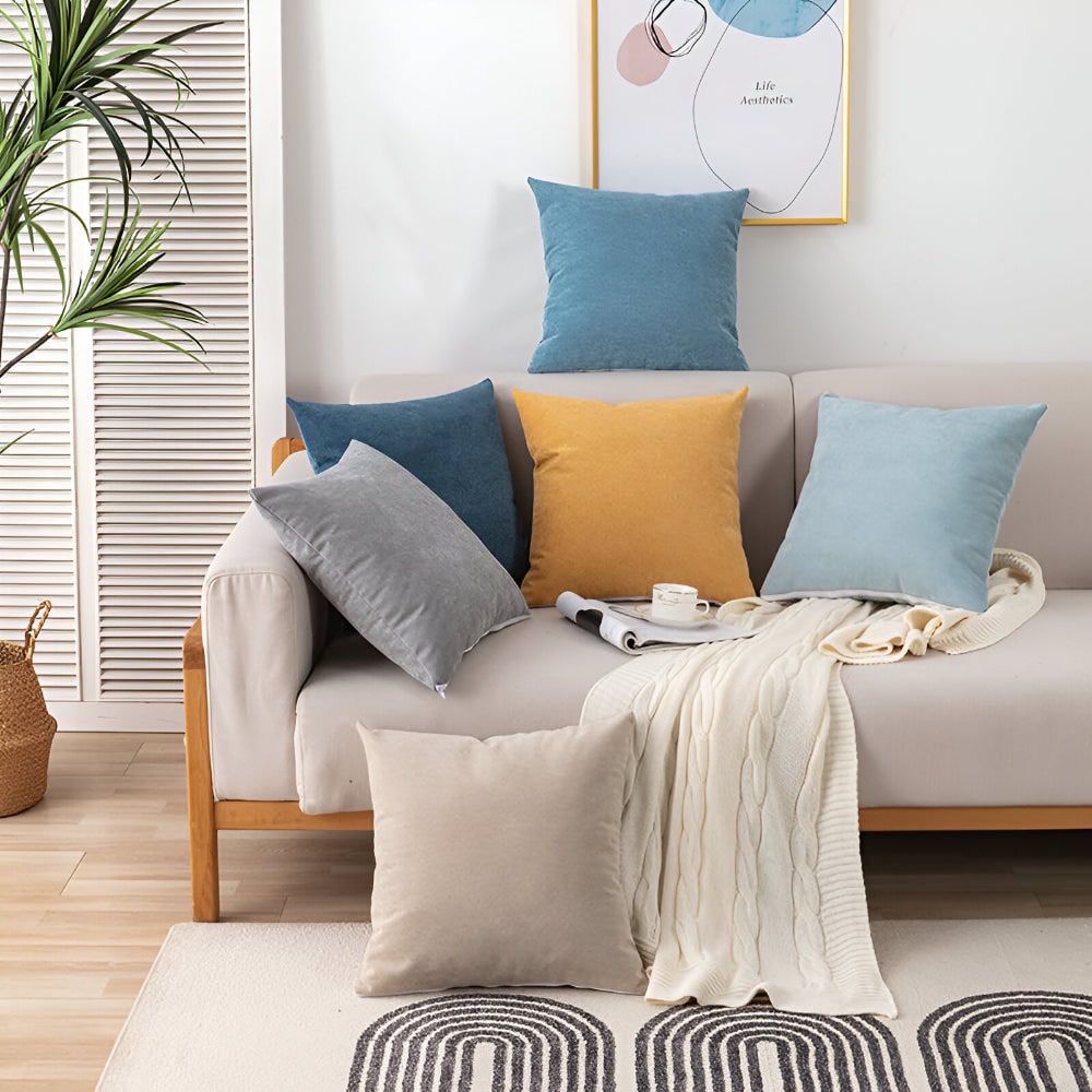 Machine Washable Water Resistant Sofa Throw Blanket Scalloped Edge Trim