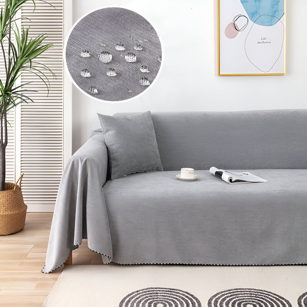 Machine Washable Water Resistant Sofa Throw Blanket Scalloped Edge Trim
