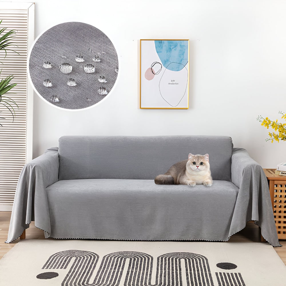 Machine Washable Water Resistant Sofa Throw Blanket Scalloped Edge Trim