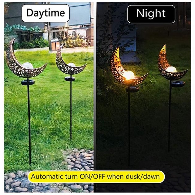 Solar Stake Lights — Crackled Glass Globe, Warm LED, Auto Dusk To Dawn