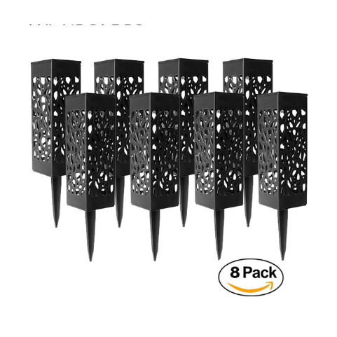 Wireless Solar Powered Pathway Lights Decorative Hollow Lattice Design