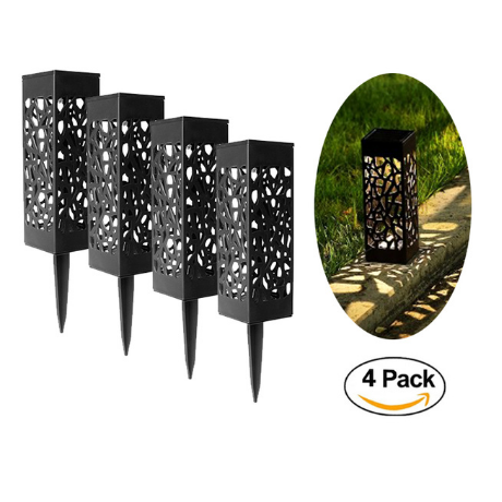 Wireless Solar Powered Pathway Lights Decorative Hollow Lattice Design