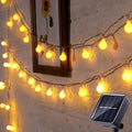 Solar LED Globe String Lights Frosted Bulbs Automatic Dusk To Dawn Activation