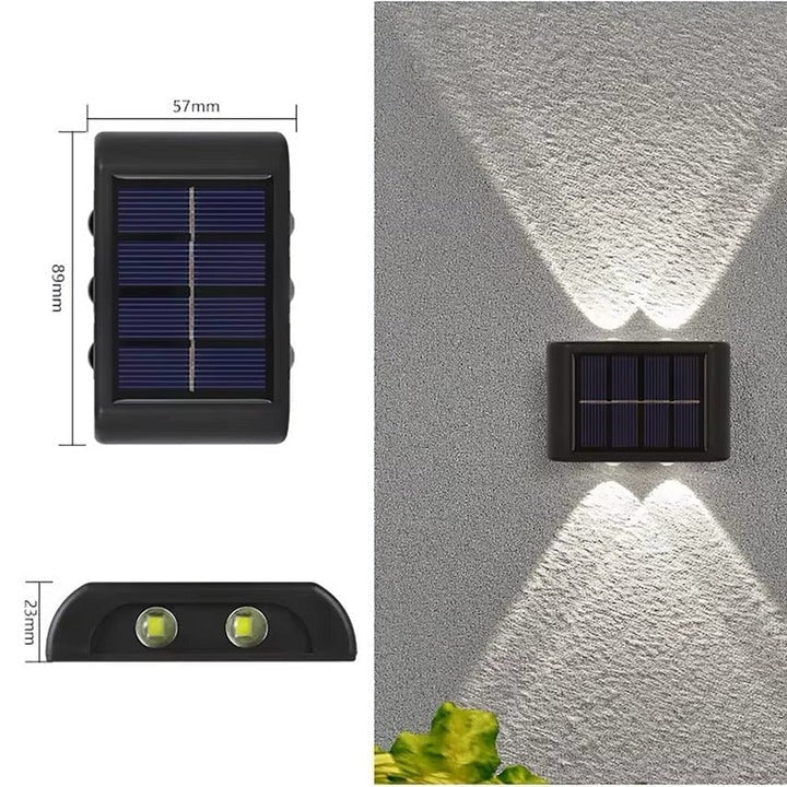 Dual Beam Solar Wall Lights Warm Cool White LED Up Down Direction Lighting