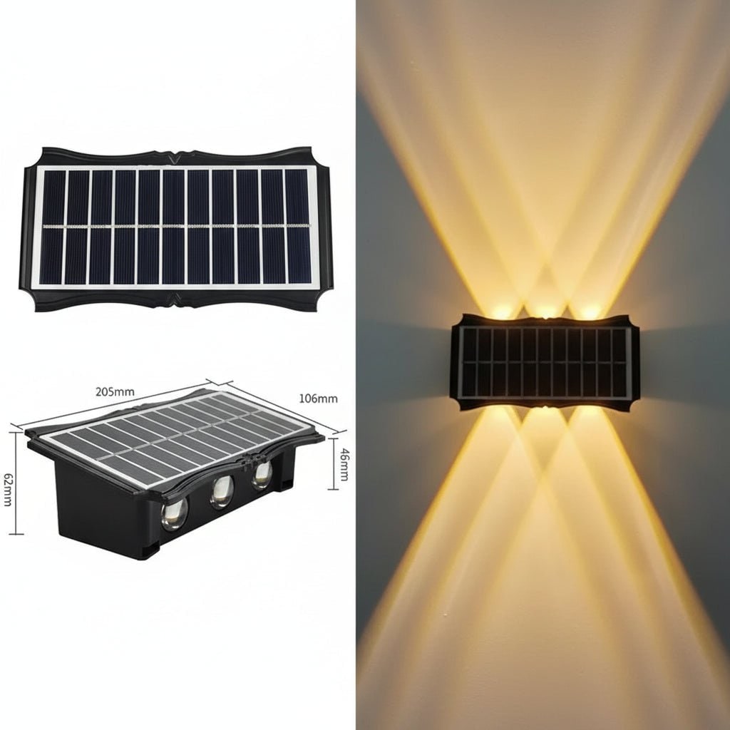Weatherproof Solar Wall Lights Dual Up And Down Beam Lighting