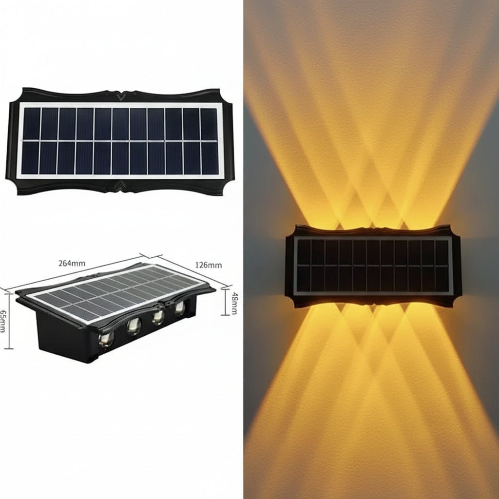 Weatherproof Solar Wall Lights Dual Up And Down Beam Lighting