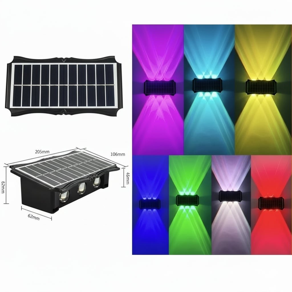 Weatherproof Solar Wall Lights Dual Up And Down Beam Lighting