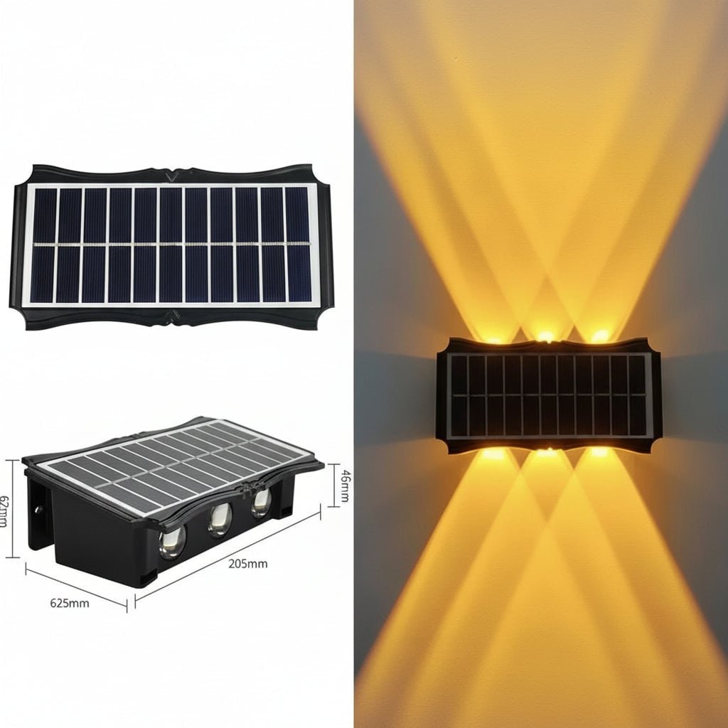 Odporne na warunki atmosferyczne solarne kinkiety z podwójnym światłem skierowanym w górę i w dół