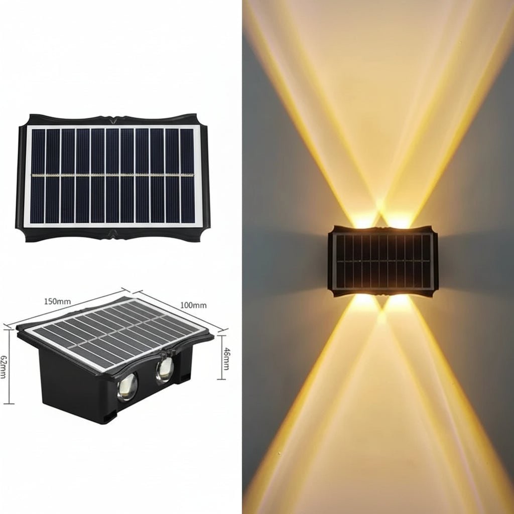 Odporne na warunki atmosferyczne solarne kinkiety z podwójnym światłem skierowanym w górę i w dół