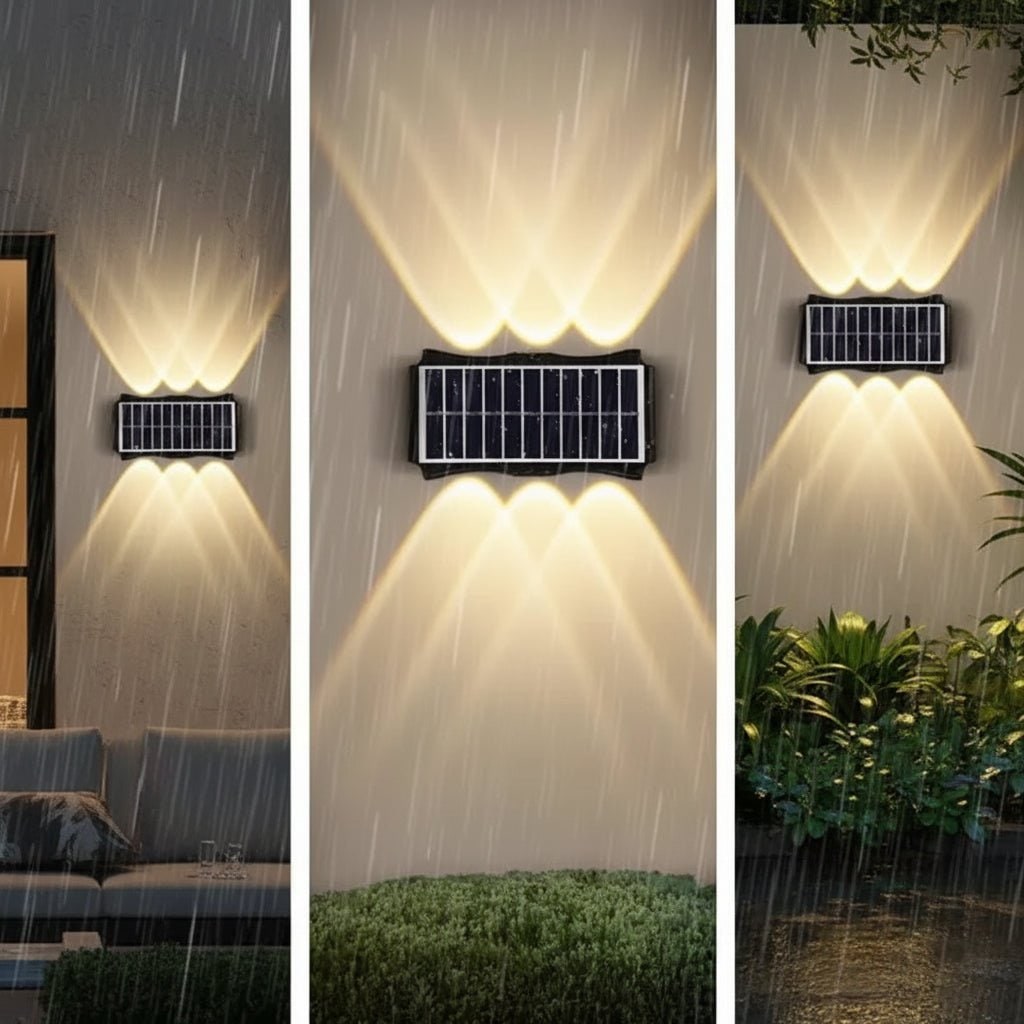 Weatherproof Solar Wall Lights Dual Up And Down Beam Lighting