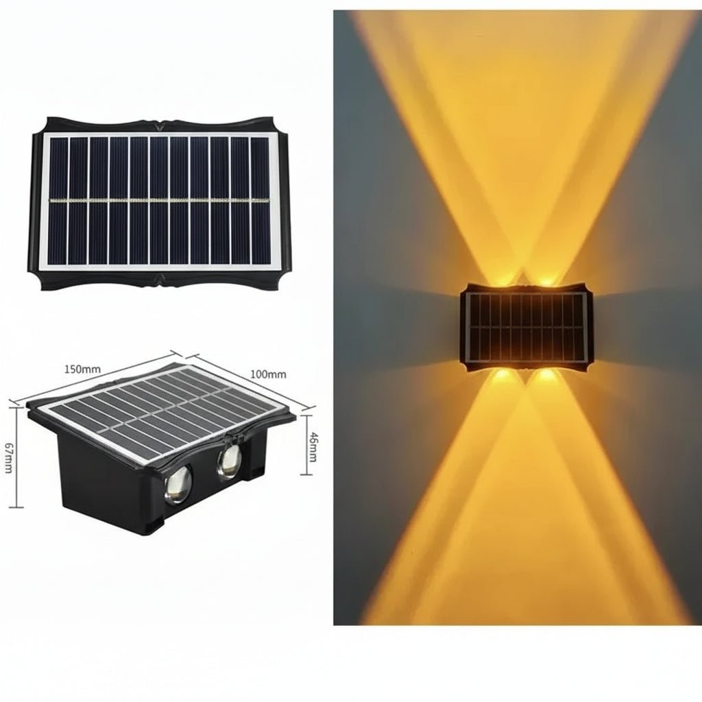 Weatherproof Solar Wall Lights Dual Up And Down Beam Lighting